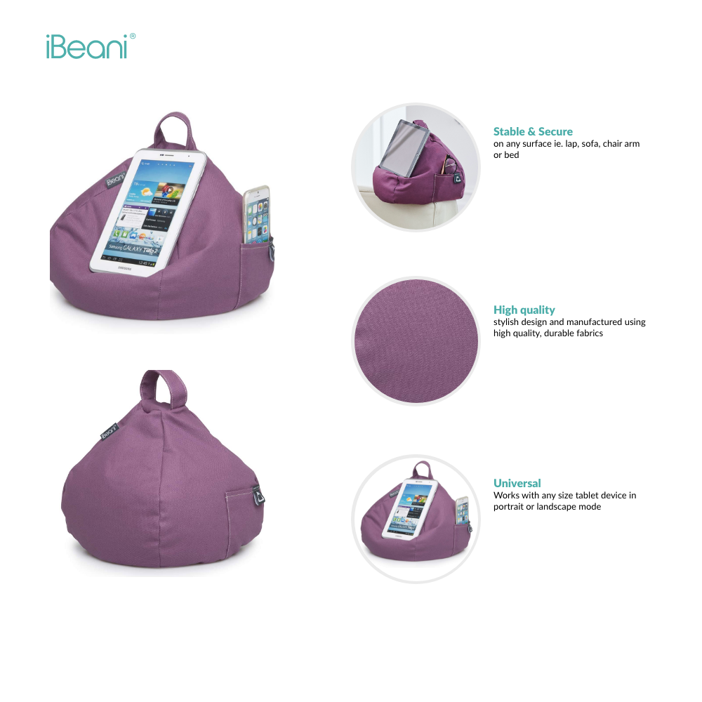 iPad, Tablet & eReader Bean Bag Cushion Stand - Purple