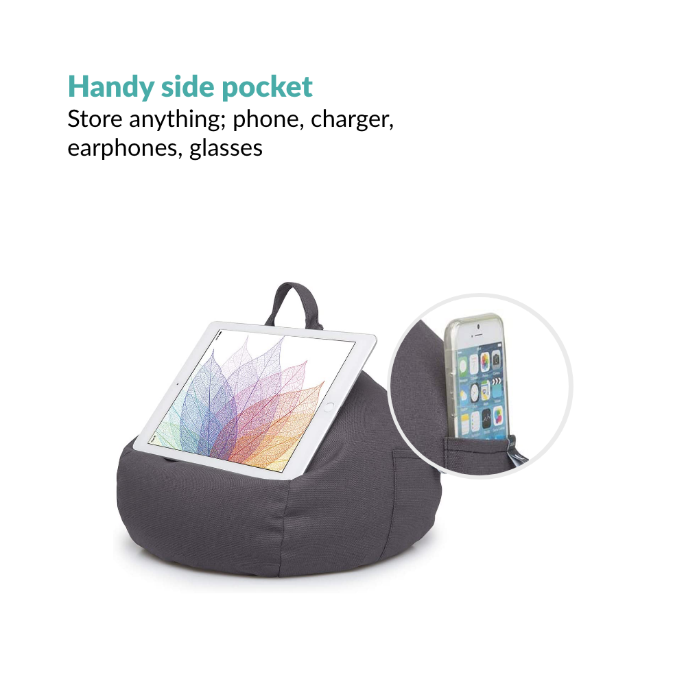 iPad, Tablet & eReader Bean Bag Cushion Stand - Slate Grey