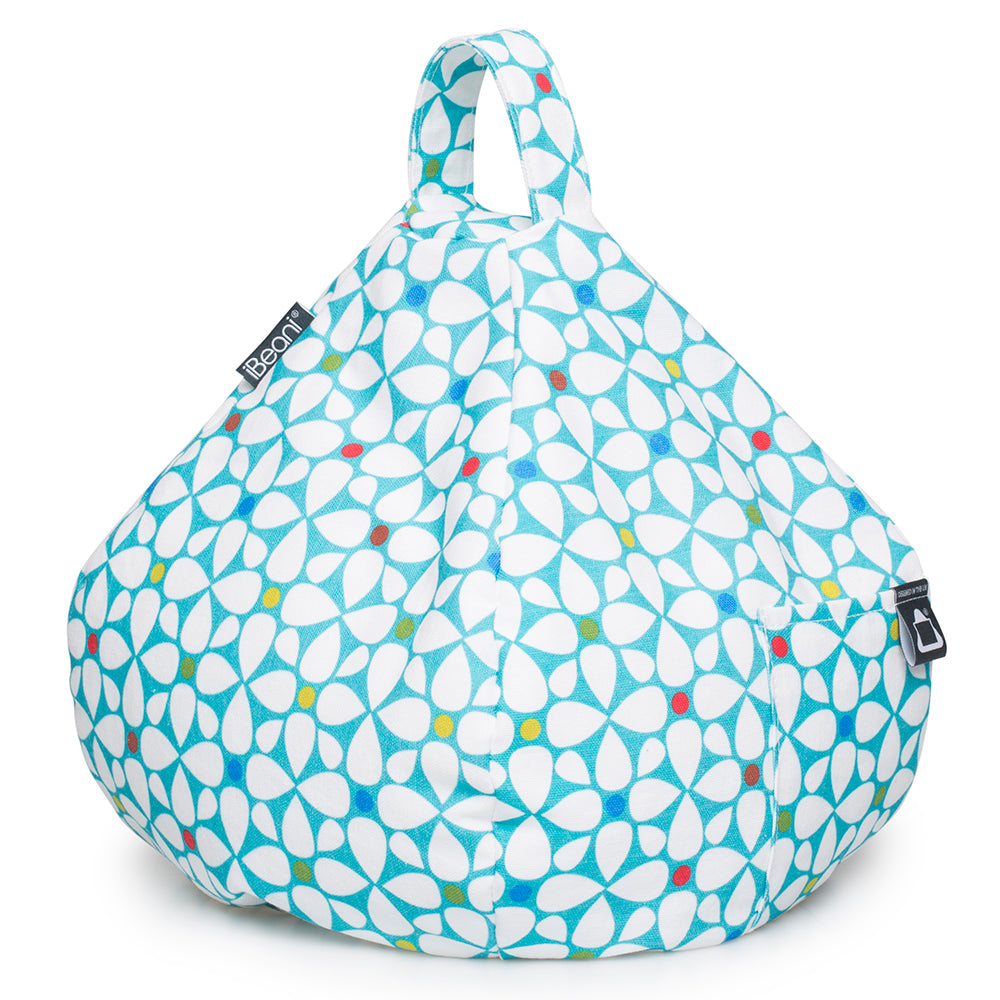 geometric print fabric bean bag tablet holder