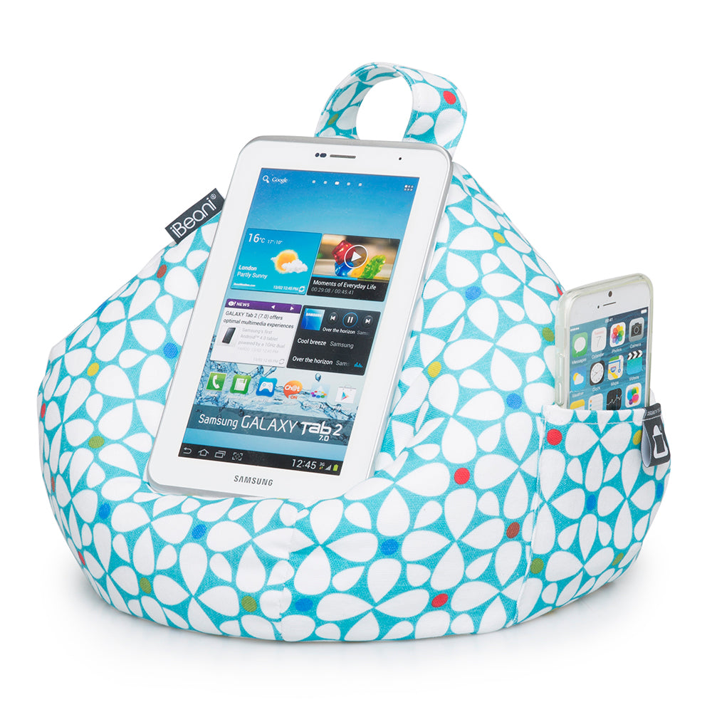 geometric print bean bag iPad and mobile phone cushion stand