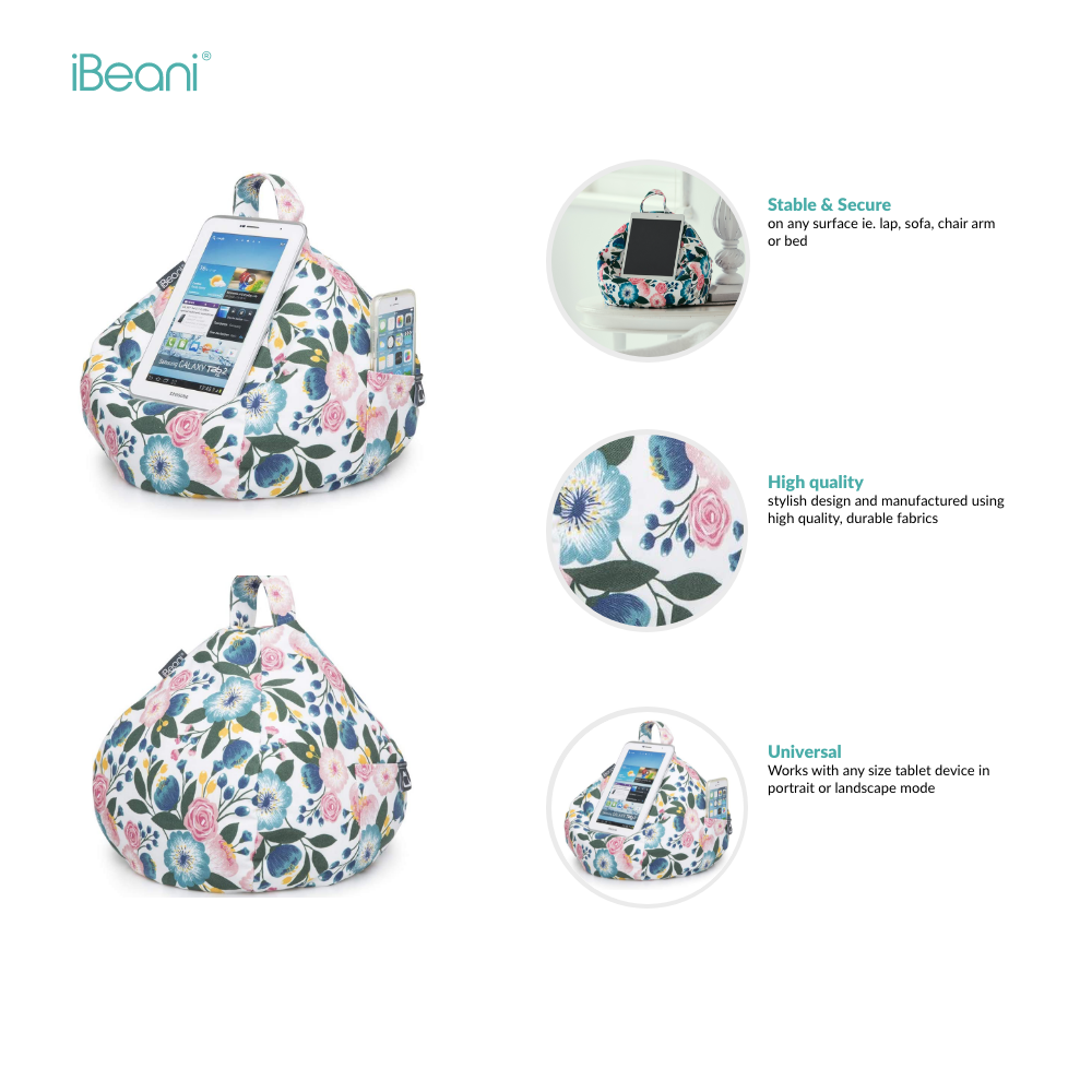 iPad, Tablet & eReader Bean Bag Cushion Stand - Floral