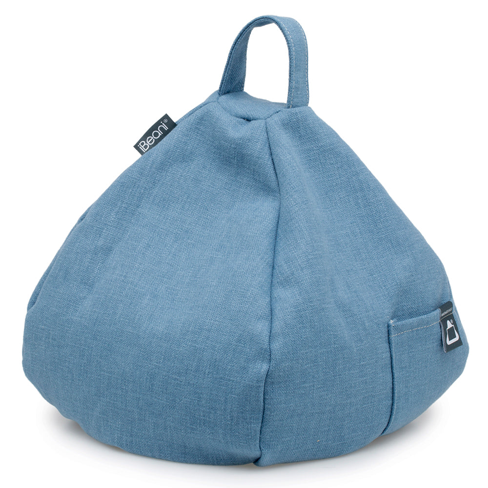 Denim Blue Quality Fabric Bean Bag Cushion, Tablet holder