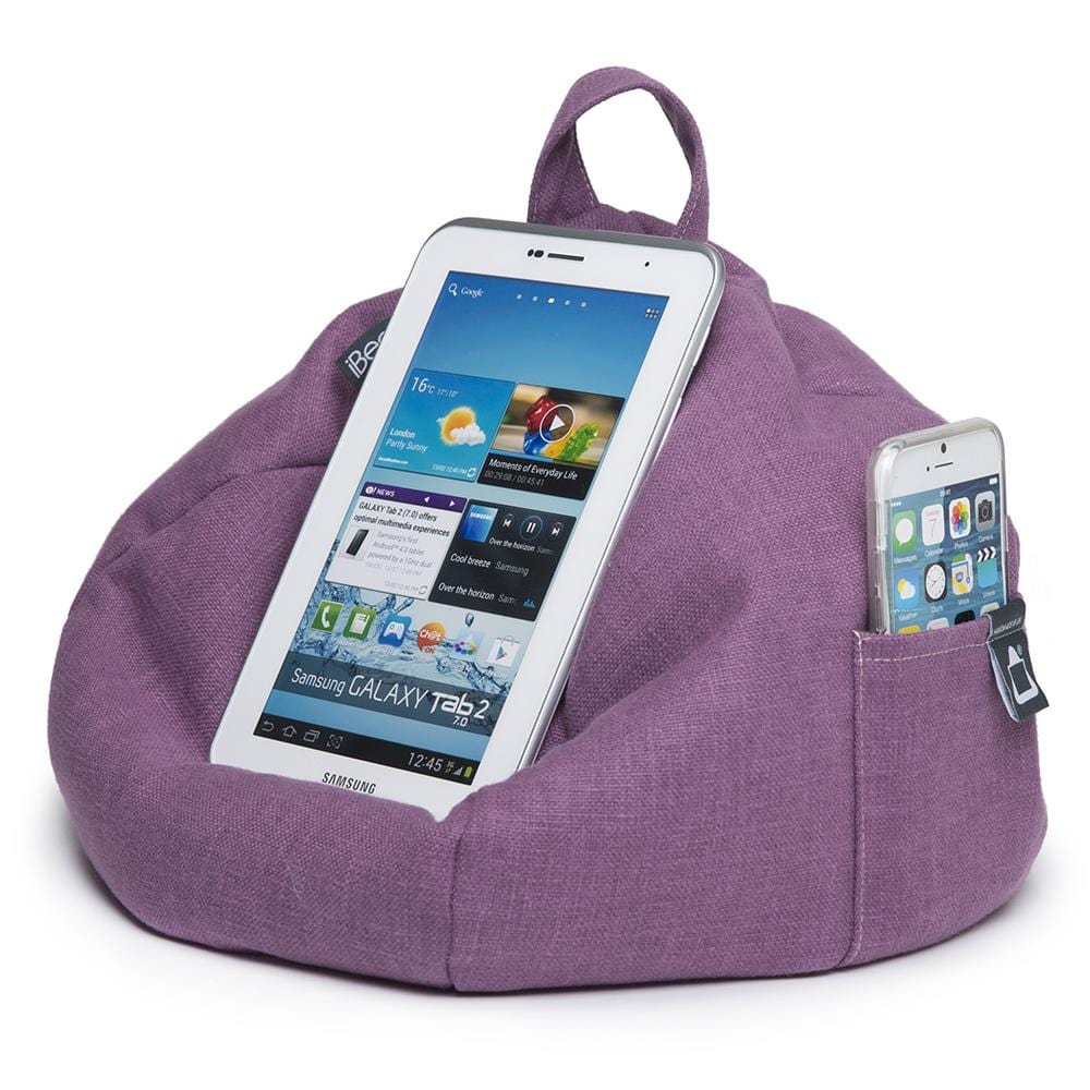 mobile phone and tablet bean bag cushion holder purple