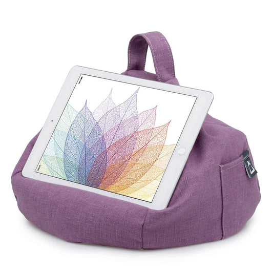 purple fabric bean bag tablet holder